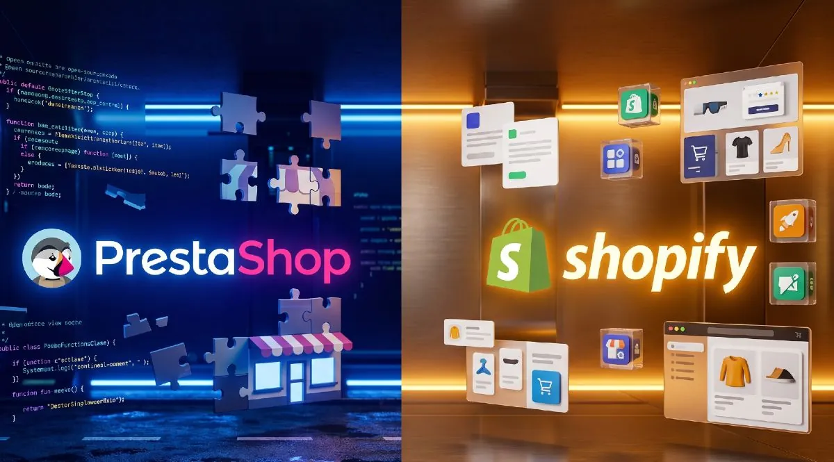 Prestashop vs Shopify : comparatif terrain par 410.fr